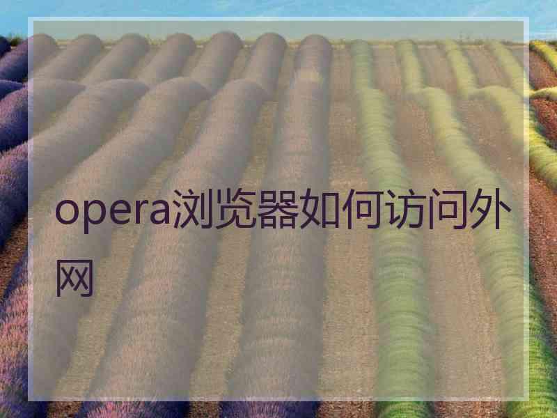 opera浏览器如何访问外网
