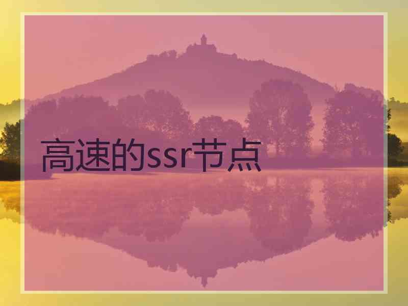 高速的ssr节点