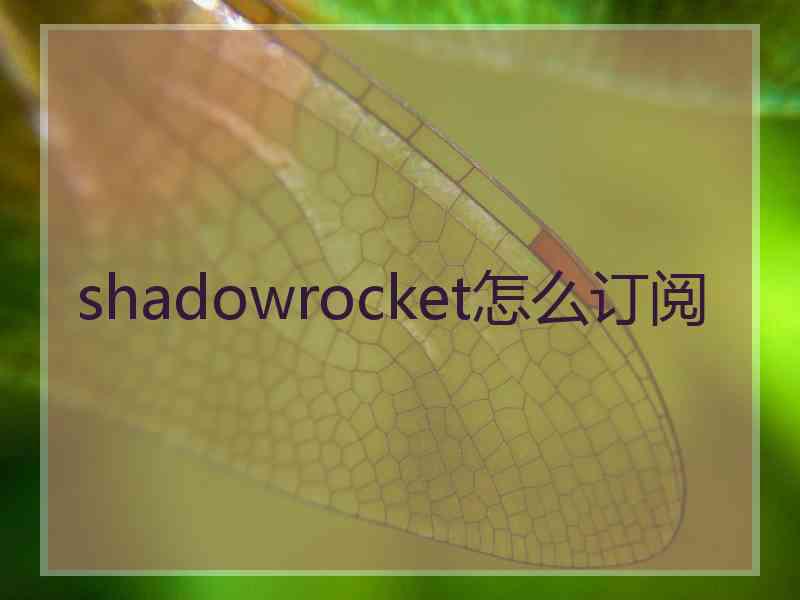 shadowrocket怎么订阅